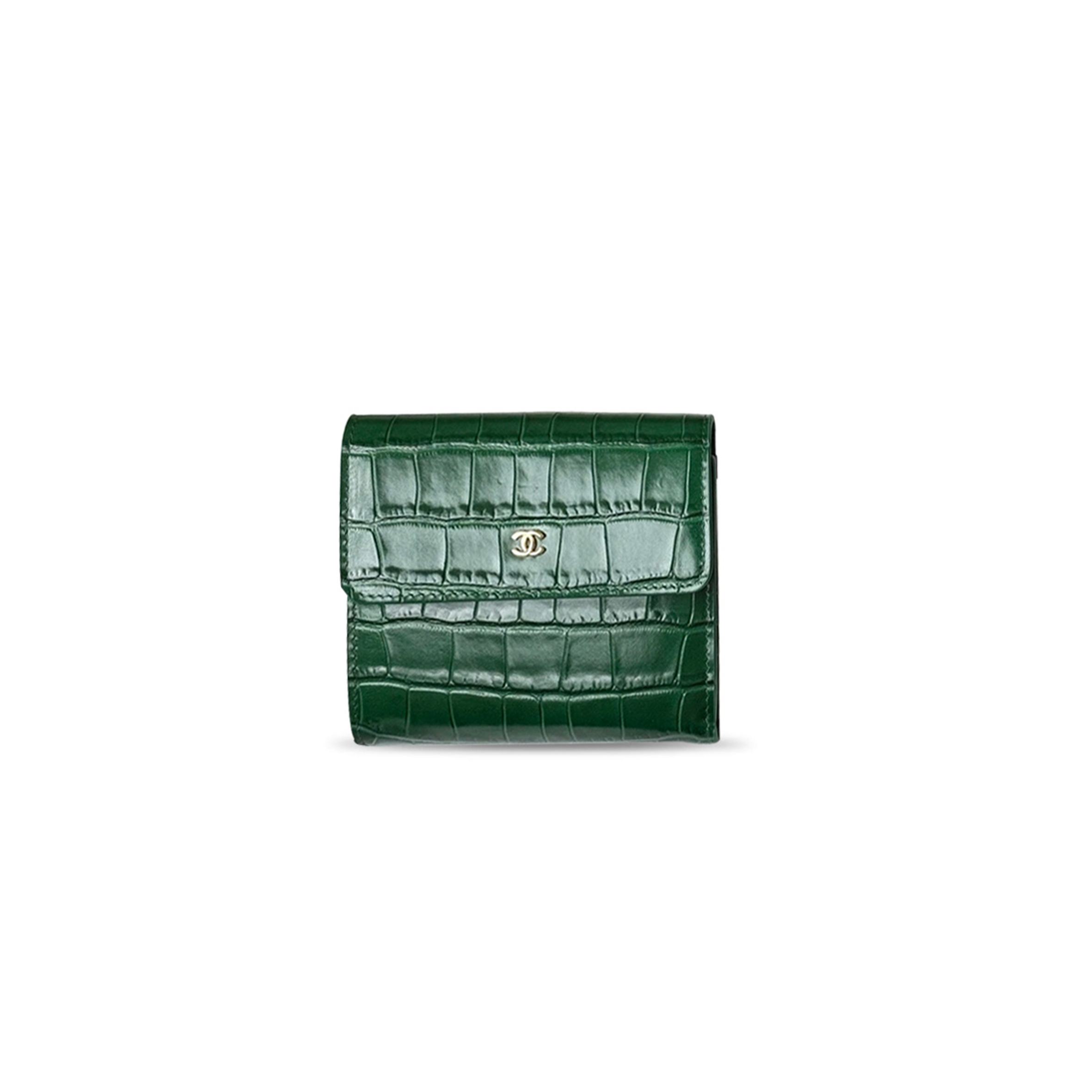 CHANEL CALFSKIN CROCODILE EMBOSSED CROCOCO FLAP WALLET (11.5*10.5*3cm)
